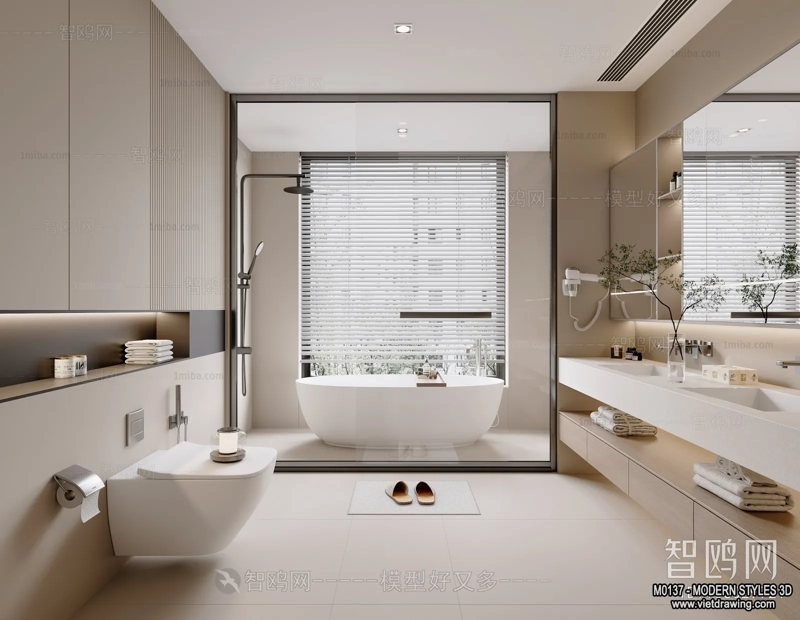 Bathroom – Modern Style Interior 3D Scenes – 3D Model – 018