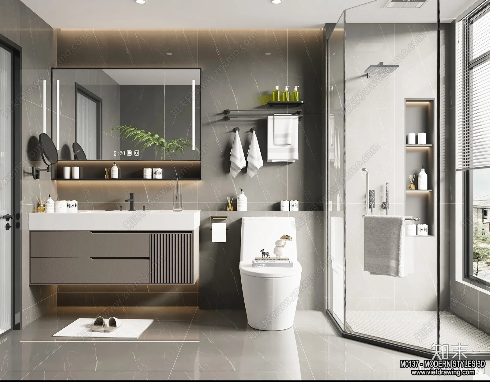 Bathroom – Modern Style Interior 3D Scenes – 3D Model – 020