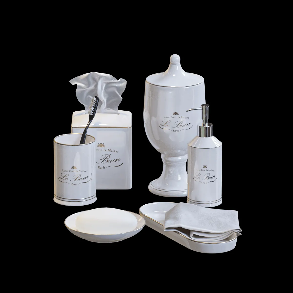 bathroom – Porcelain bath accessories 3ds Max