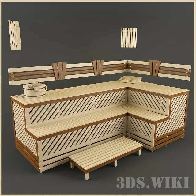 bathroom – Sauna shelves 3ds Max