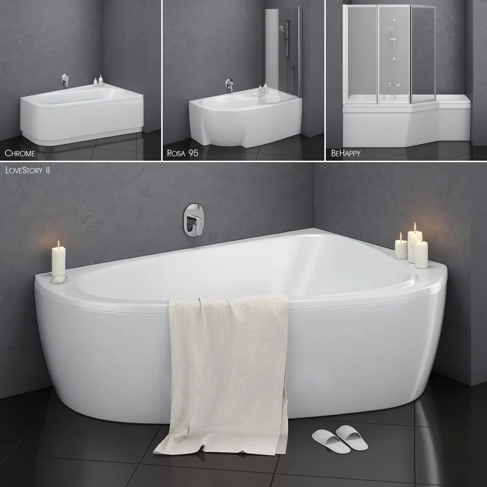 bathroom – Set of asymmetric baths Ravak set 14 3ds Max