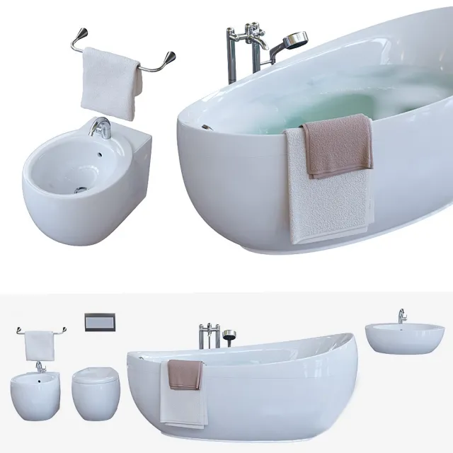 bathroom – Set of bathroom Villeroy and  Boch Aveo 3ds Max