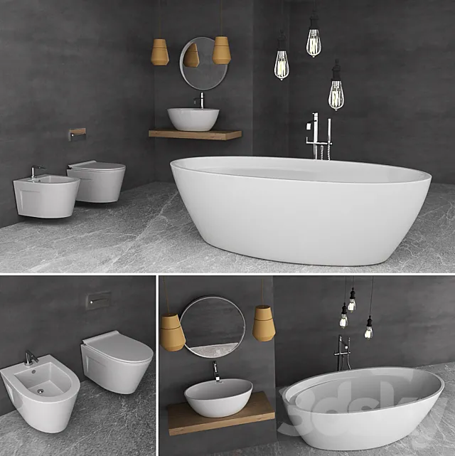 Bathroom Set Wave 3DSMax File