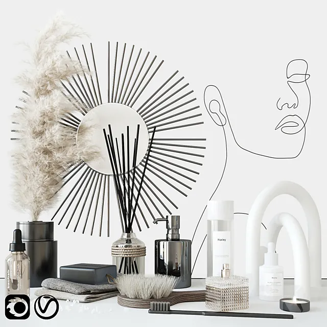 Bathroom set with face sculpture 3ds Max