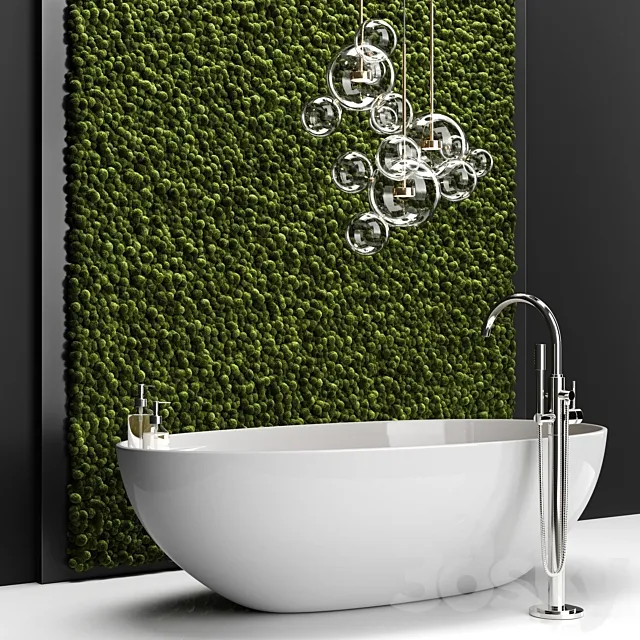 Bathroom set with moss 3DSMax File