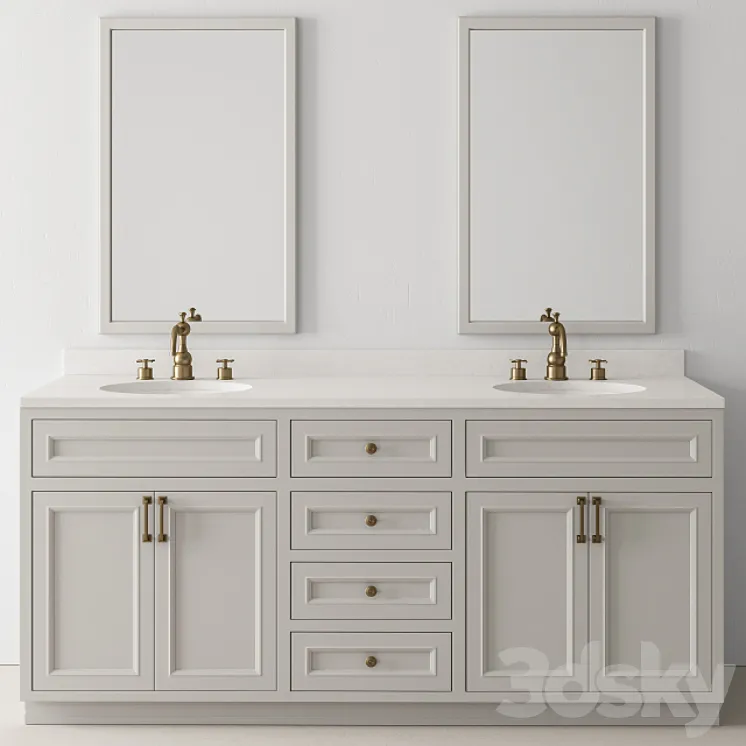 Bathroom Set Wood and Marble – Set 24 3DS Max