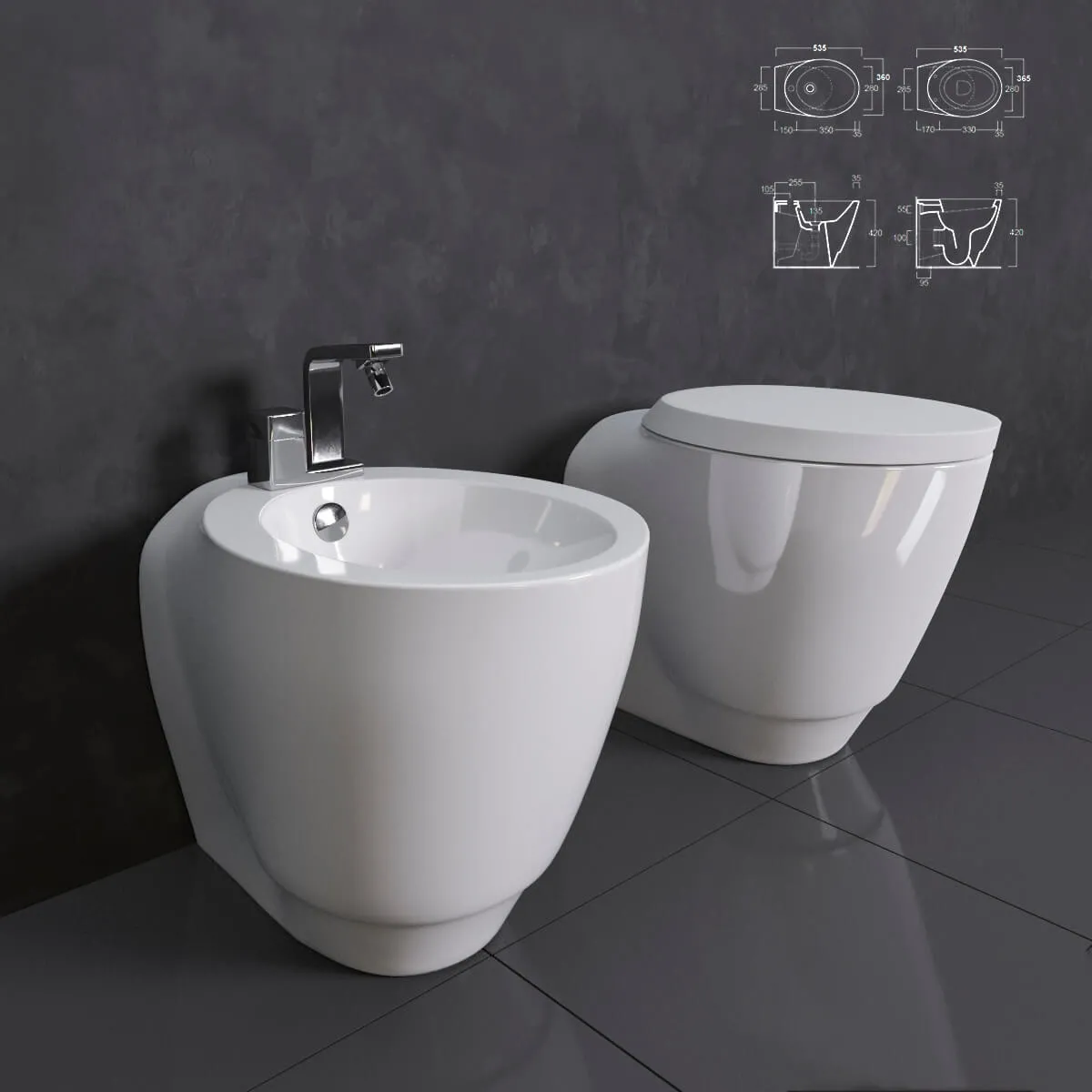 bathroom – Simas bidet and toilet Bohémien 3ds Max