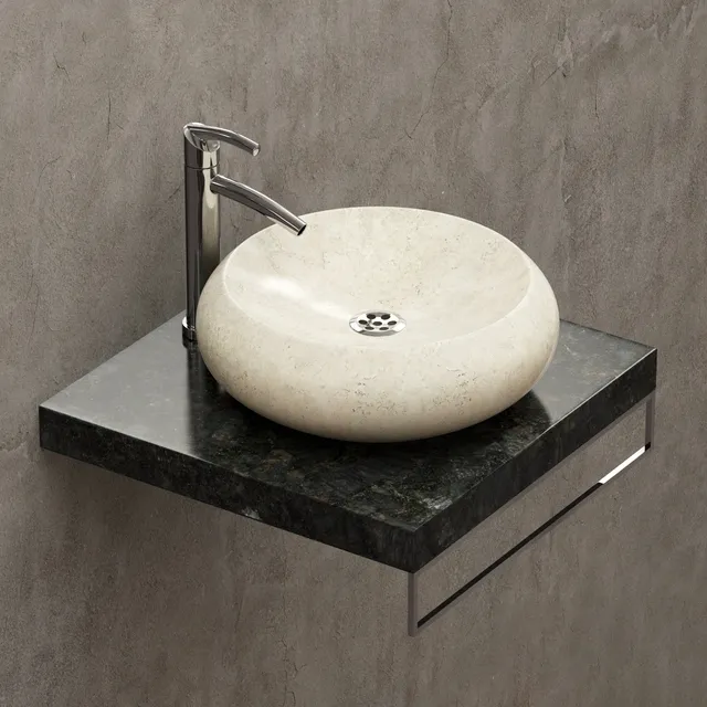bathroom – Tex stone washbasin cricle 3ds Max