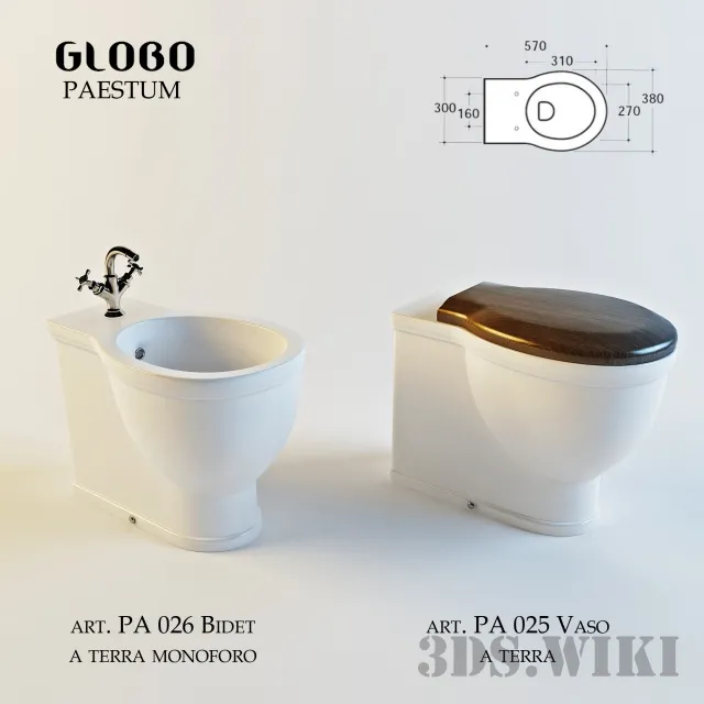 bathroom – Toilet and bidet Globo Paestum 3ds Max