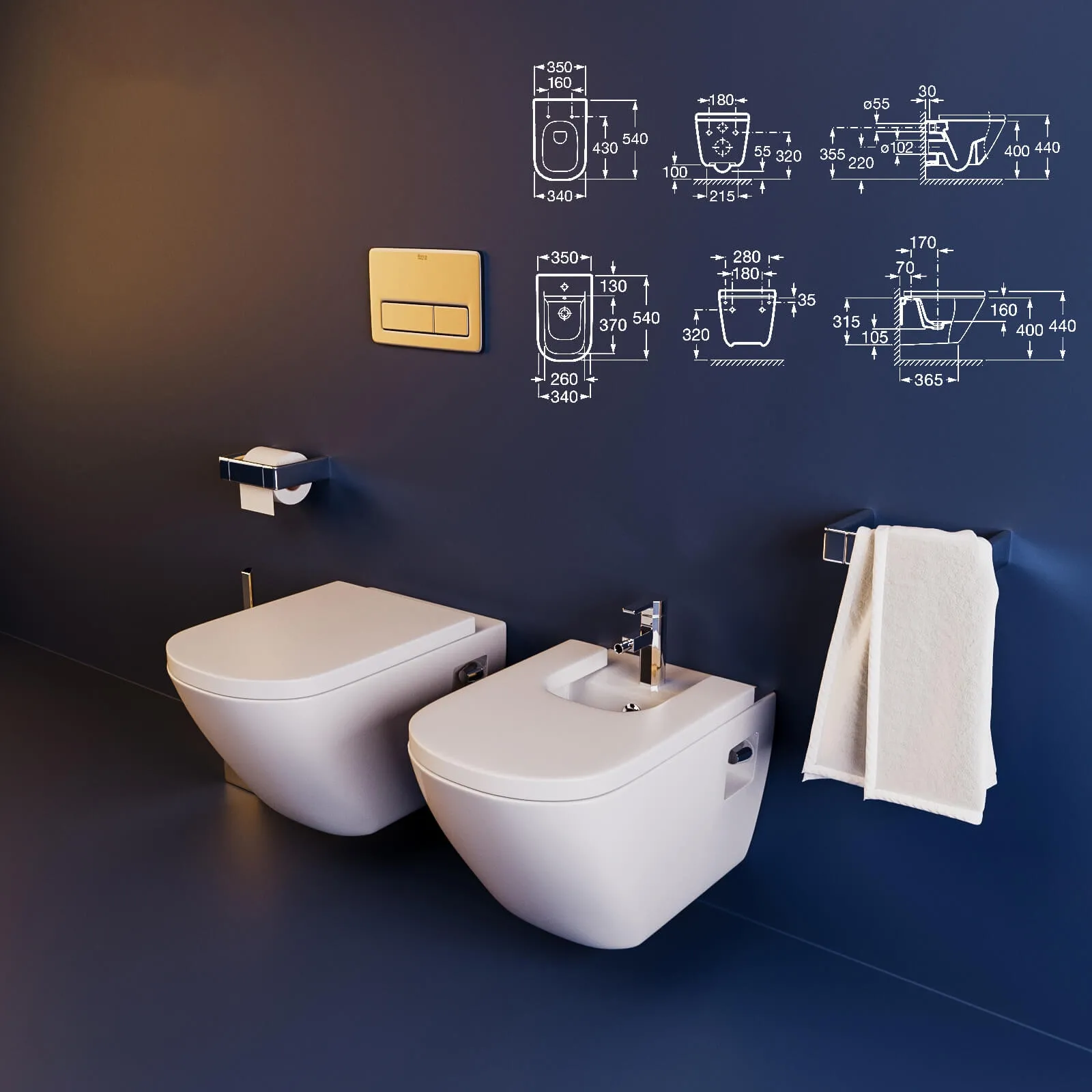 bathroom – Toilet and bidet Roca The Gap 3ds Max