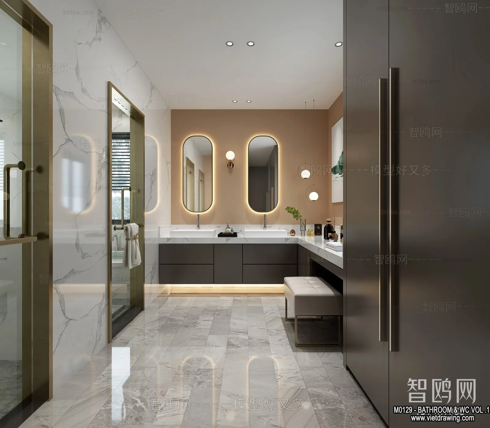 Bathroom – Toilet – WC – RestRoom – 3D Interior Scene – 001