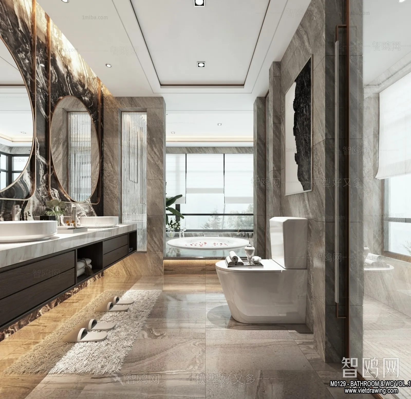 Bathroom – Toilet – WC – RestRoom – 3D Interior Scene – 002