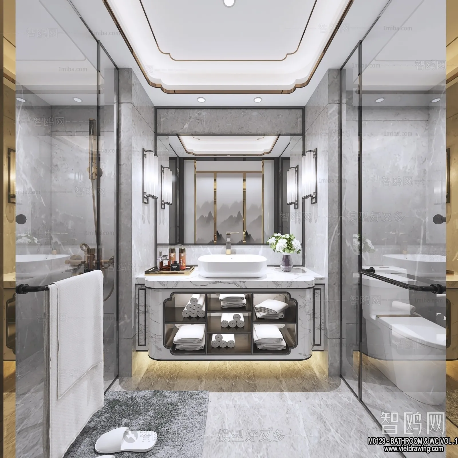 Bathroom – Toilet – WC – RestRoom – 3D Interior Scene – 005