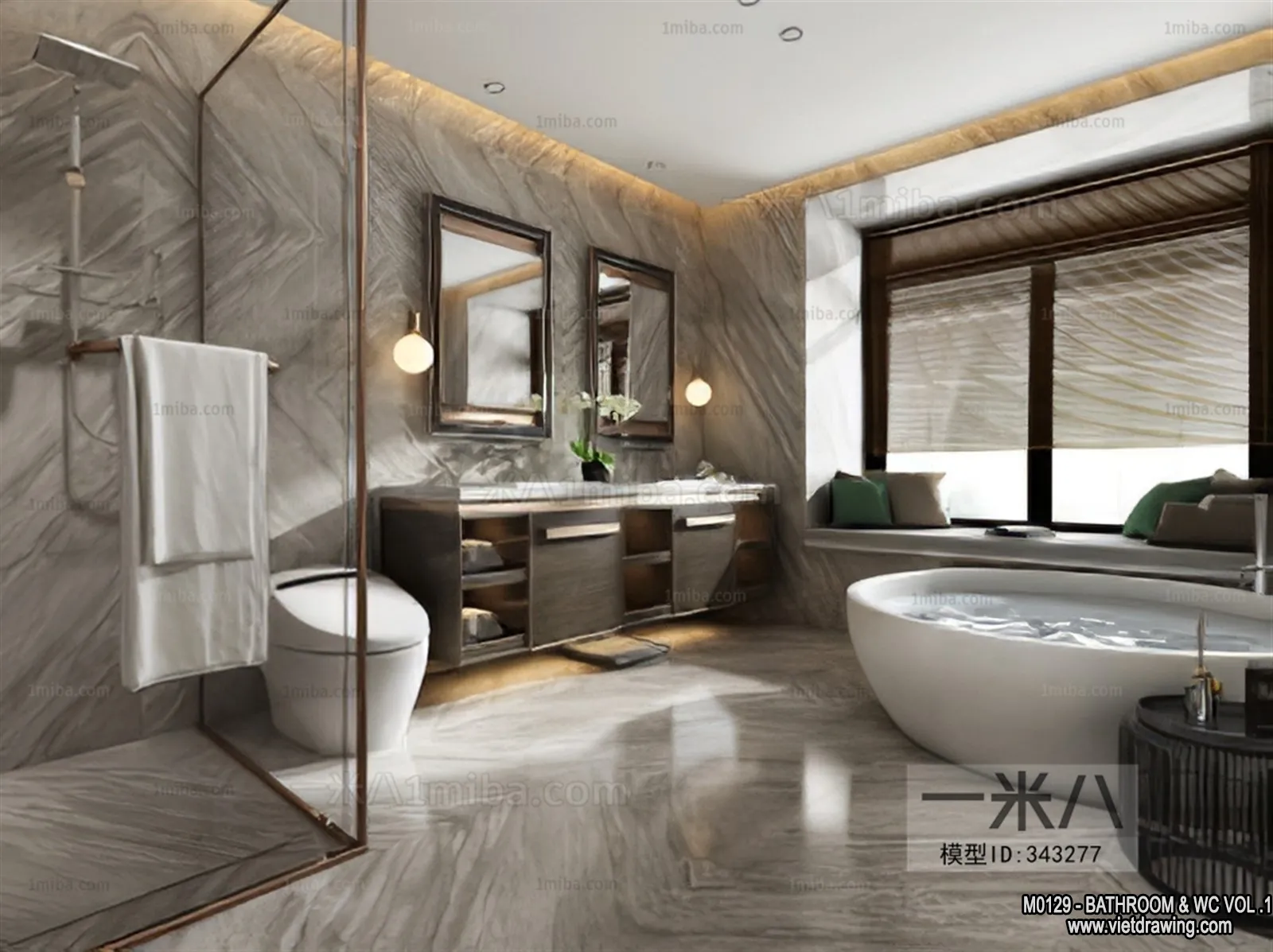 Bathroom – Toilet – WC – RestRoom – 3D Interior Scene – 006