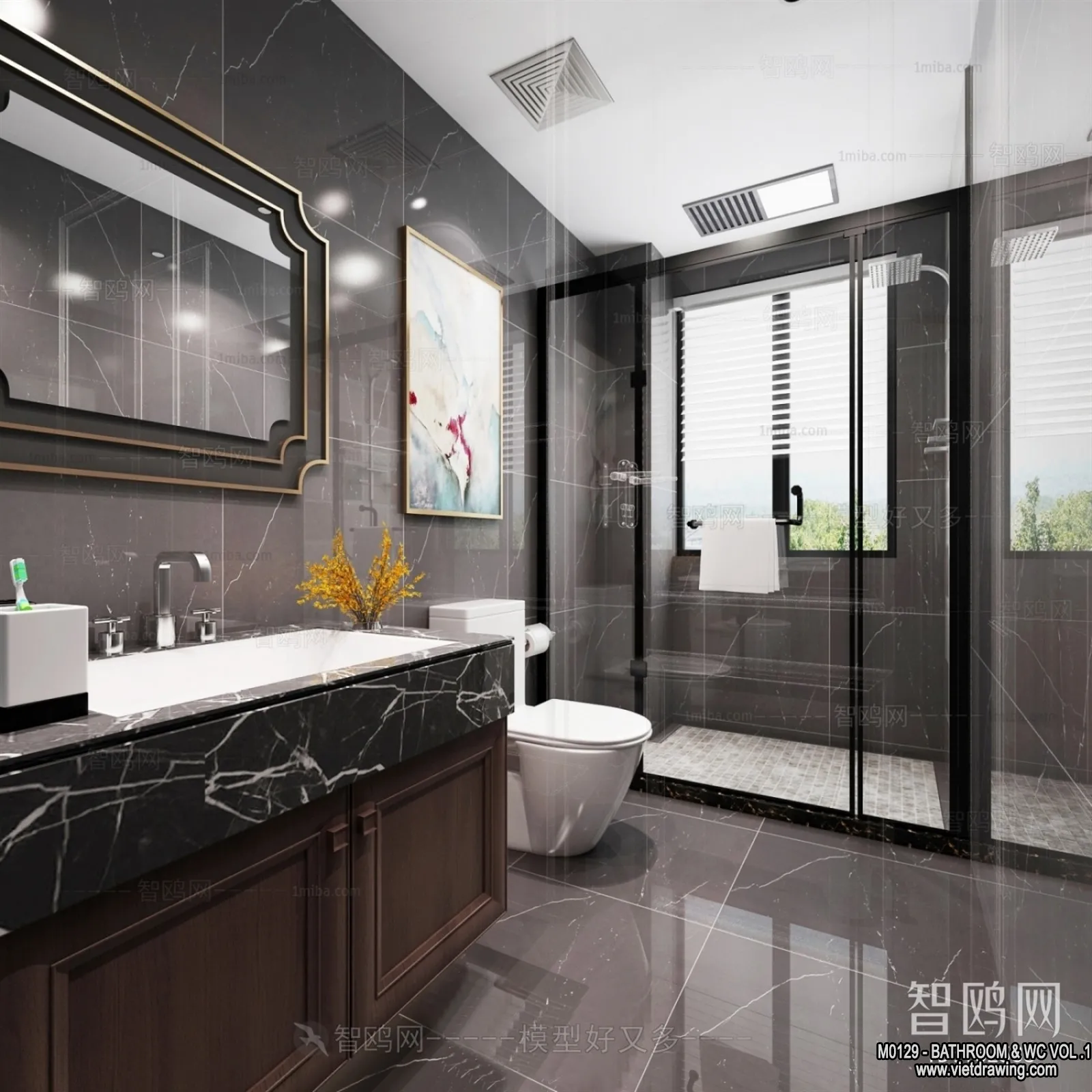 Bathroom – Toilet – WC – RestRoom – 3D Interior Scene – 010