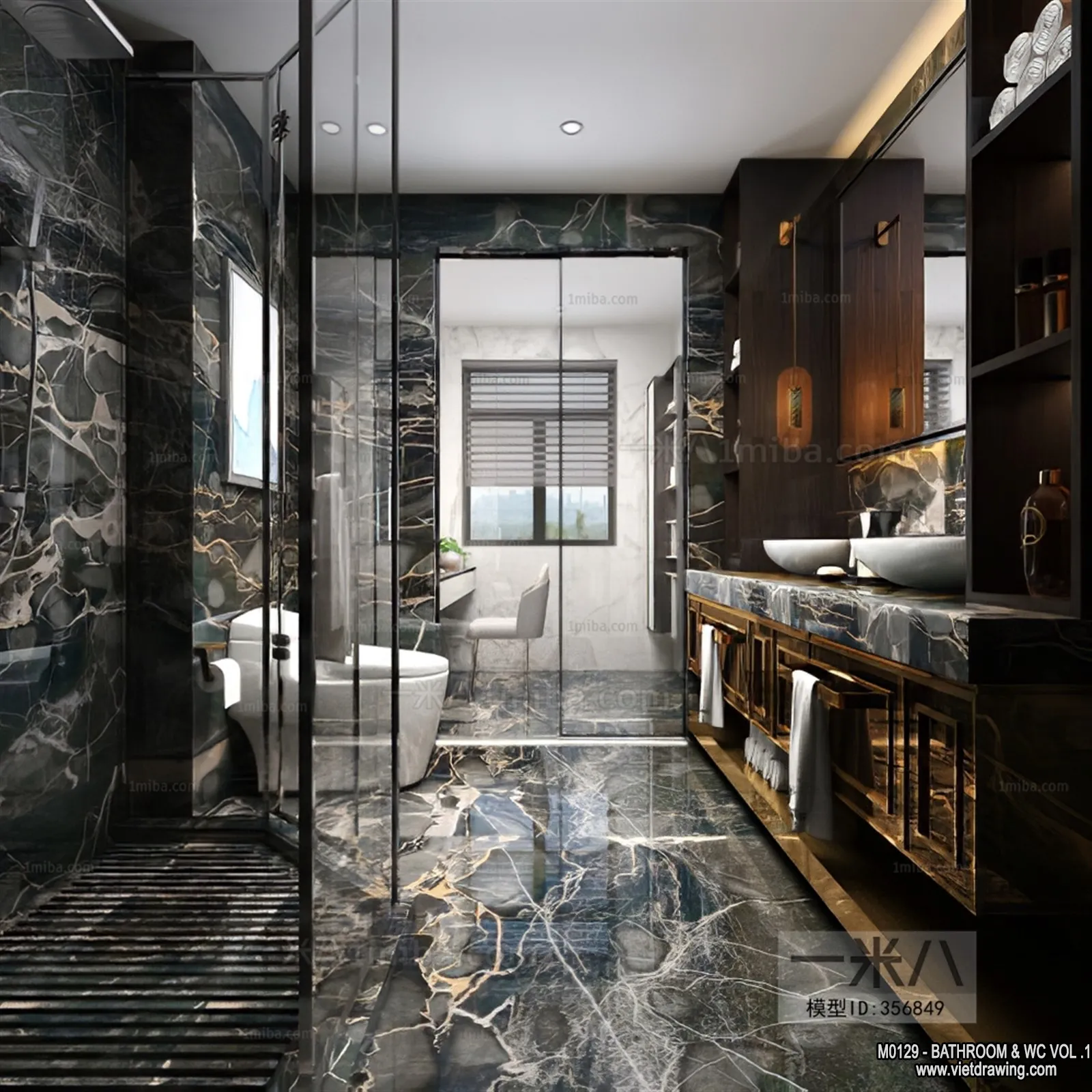 Bathroom – Toilet – WC – RestRoom – 3D Interior Scene – 012