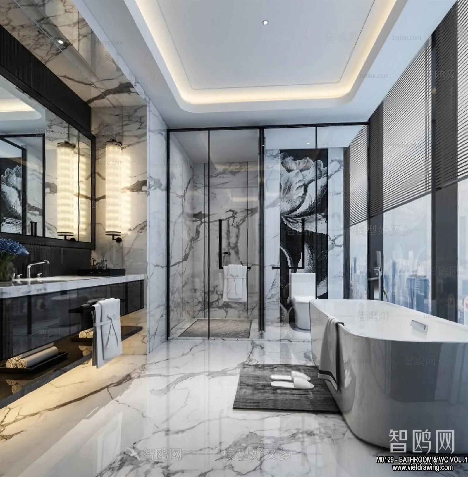 Bathroom – Toilet – WC – RestRoom – 3D Interior Scene – 015