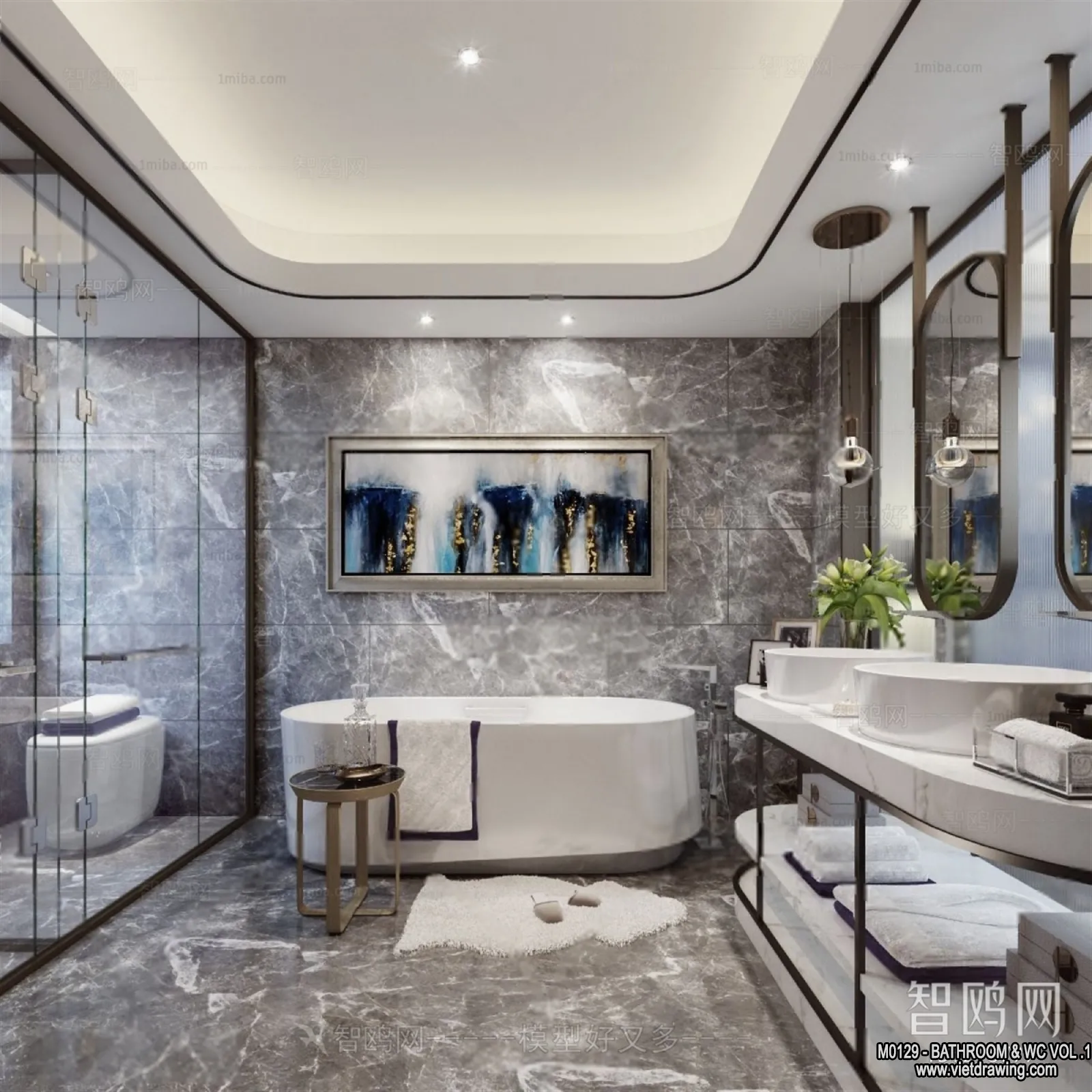 Bathroom – Toilet – WC – RestRoom – 3D Interior Scene – 021