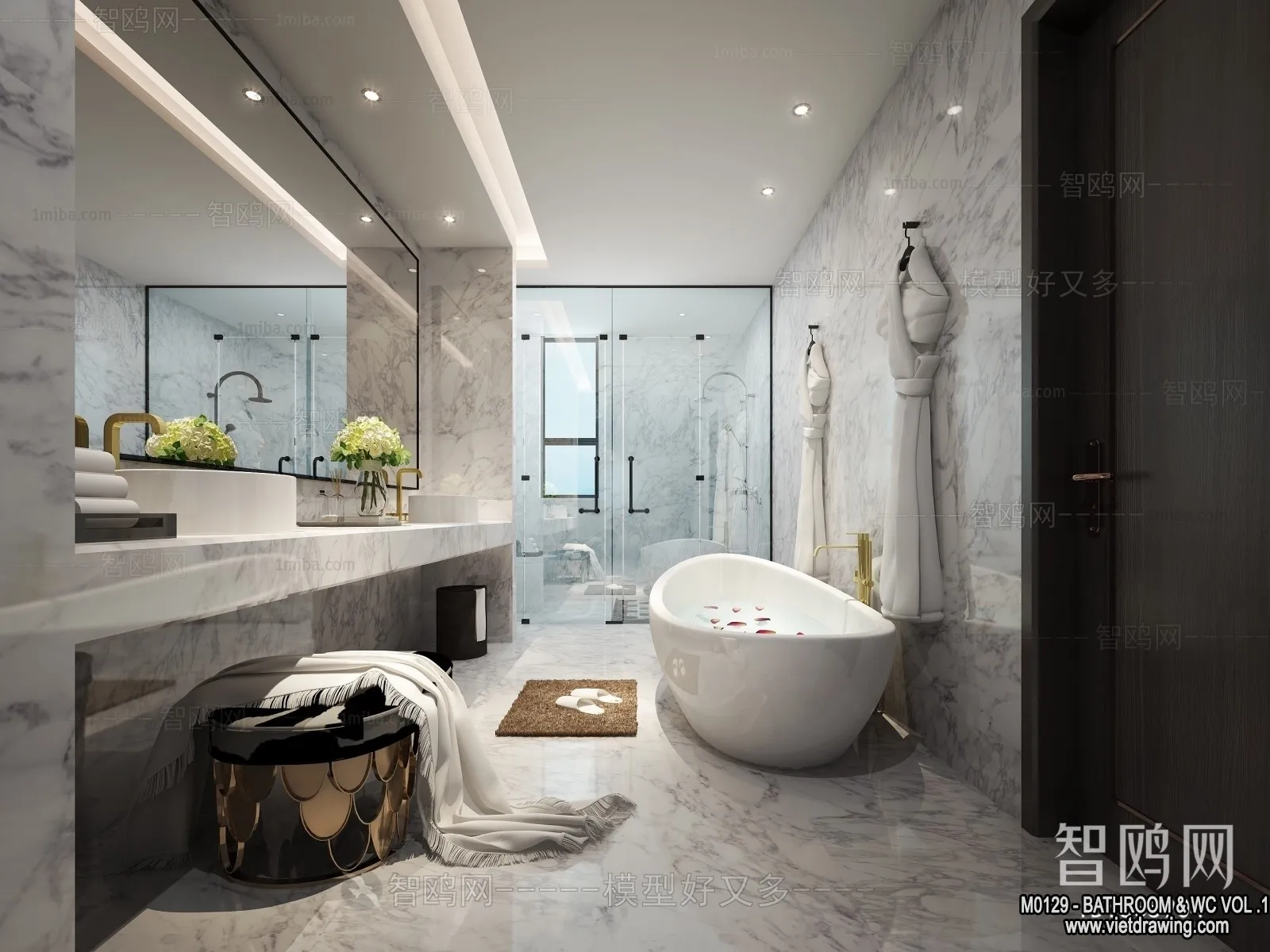 Bathroom – Toilet – WC – RestRoom – 3D Interior Scene – 022