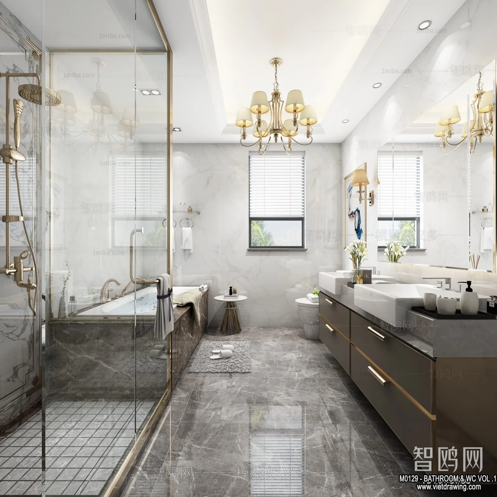 Bathroom – Toilet – WC – RestRoom – 3D Interior Scene – 023