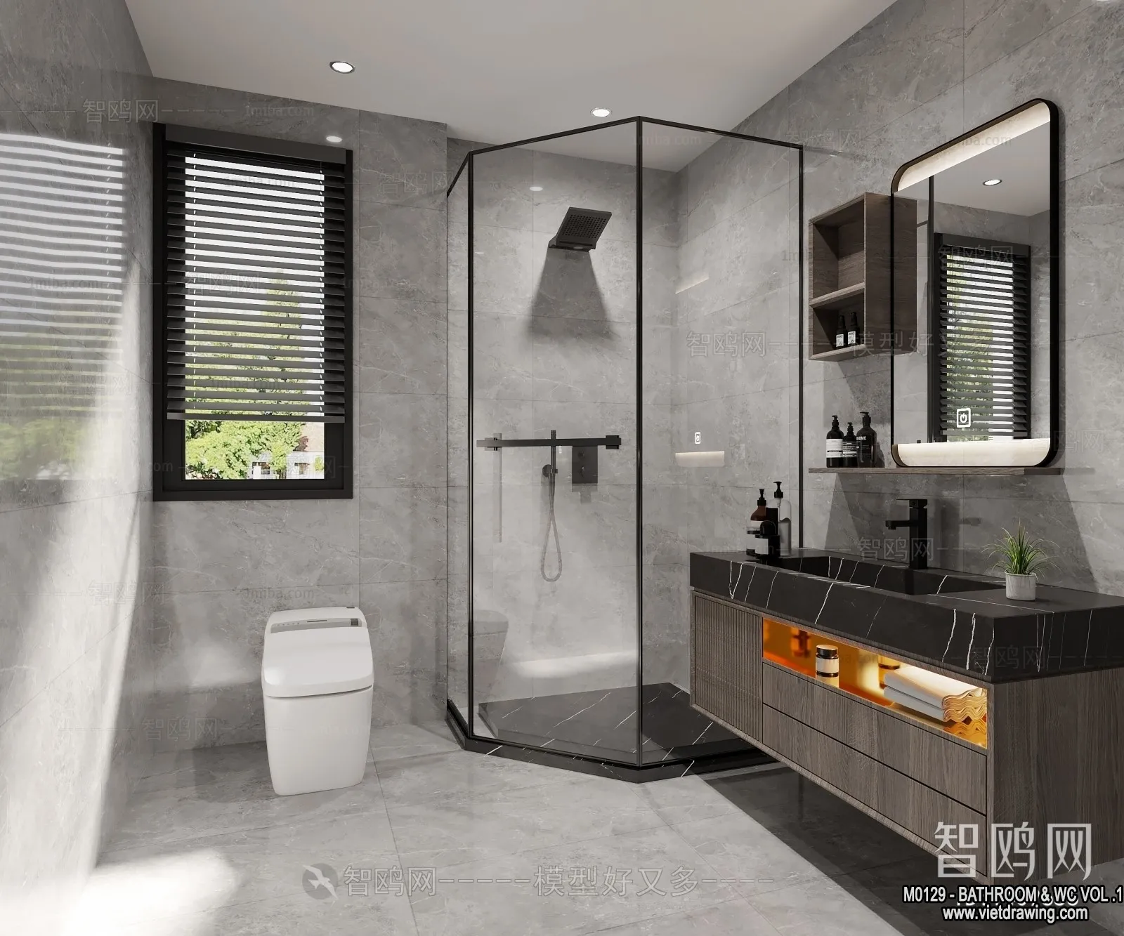 Bathroom – Toilet – WC – RestRoom – 3D Interior Scene – 024