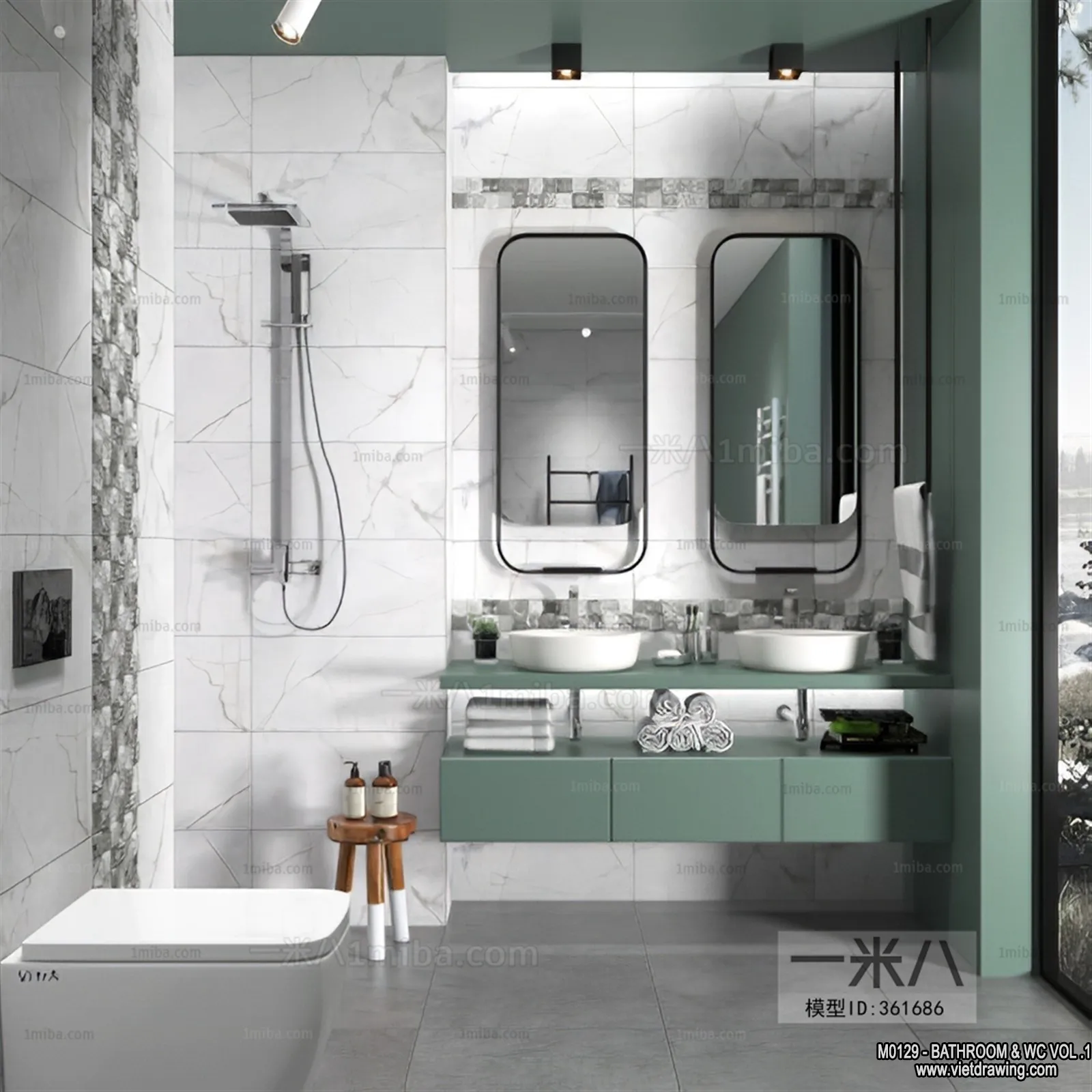 Bathroom – Toilet – WC – RestRoom – 3D Interior Scene – 026