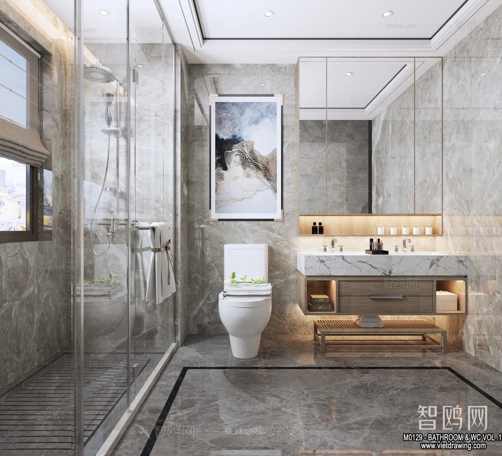 Bathroom – Toilet – WC – RestRoom – 3D Interior Scene – 030