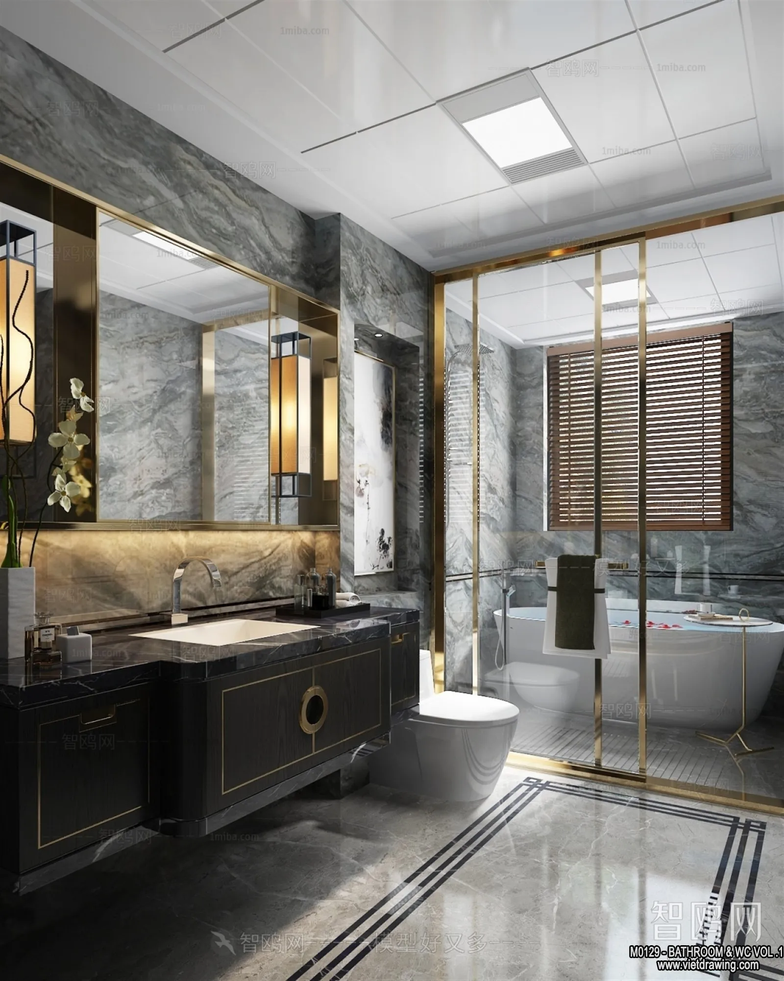 Bathroom – Toilet – WC – RestRoom – 3D Interior Scene – 031