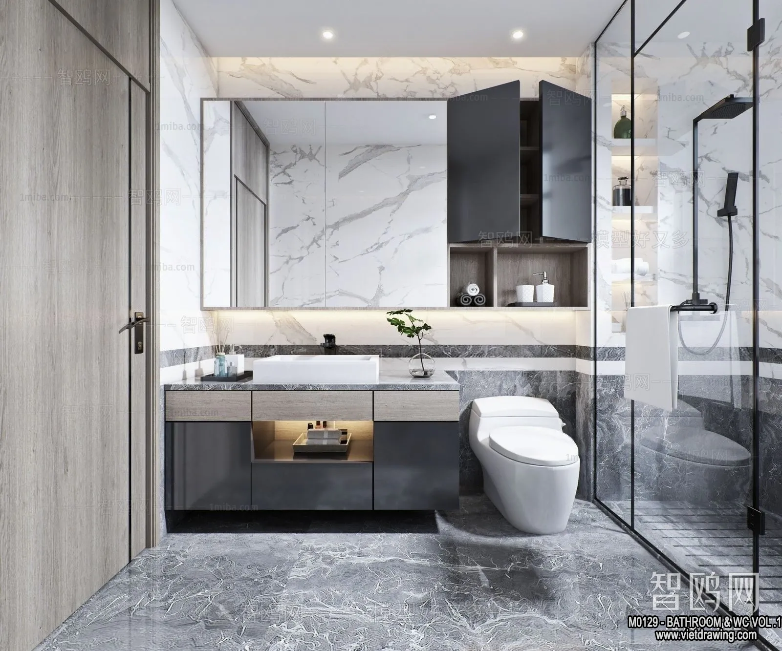 Bathroom – Toilet – WC – RestRoom – 3D Interior Scene – 038