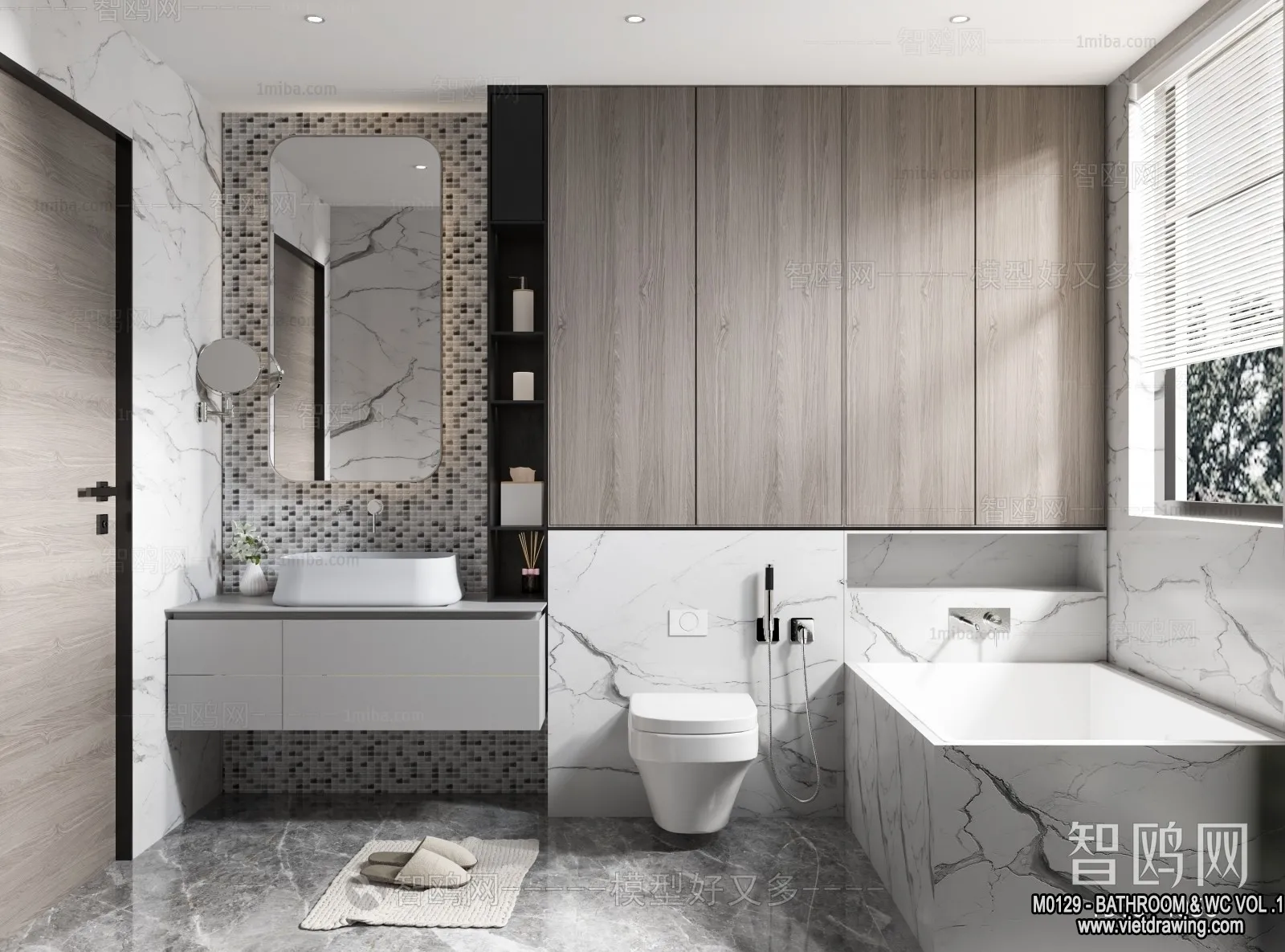 Bathroom – Toilet – WC – RestRoom – 3D Interior Scene – 039