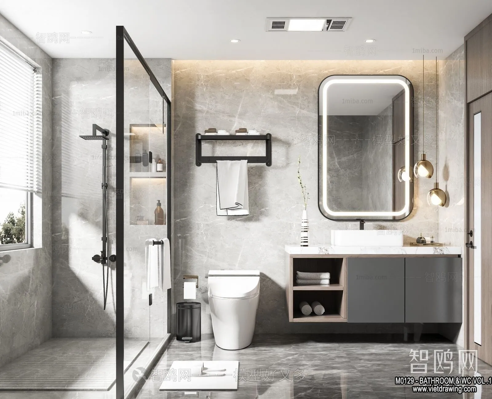 Bathroom – Toilet – WC – RestRoom – 3D Interior Scene – 040