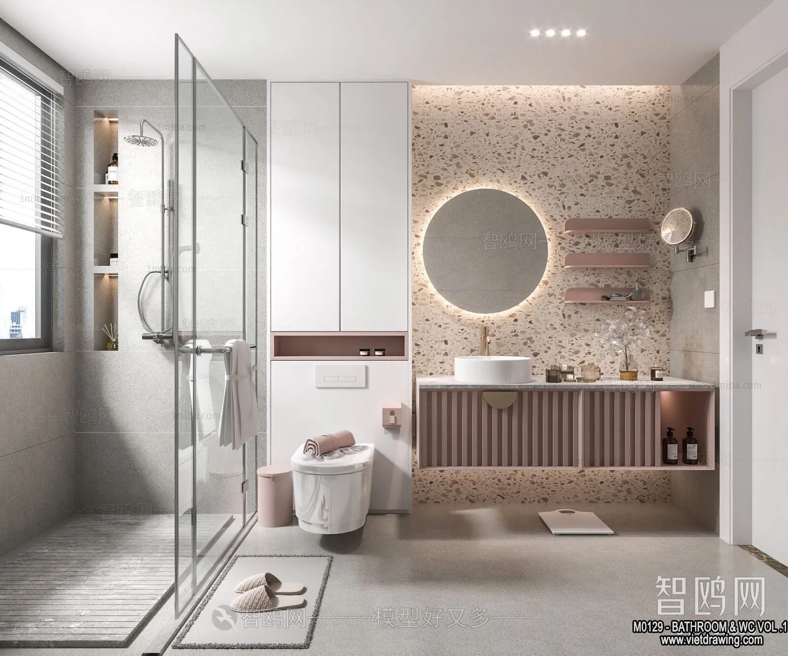 Bathroom – Toilet – WC – RestRoom – 3D Interior Scene – 043