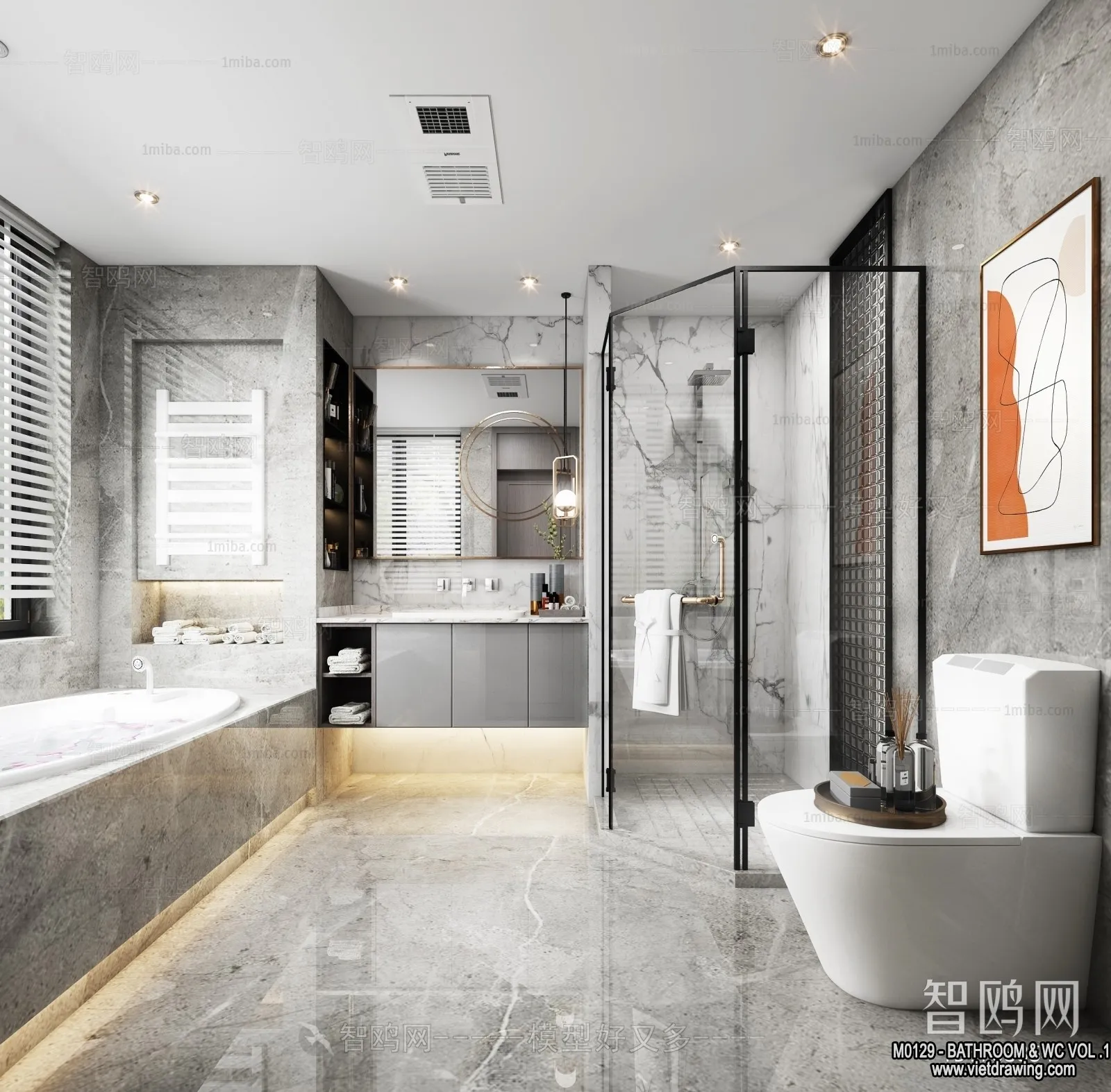 Bathroom – Toilet – WC – RestRoom – 3D Interior Scene – 044