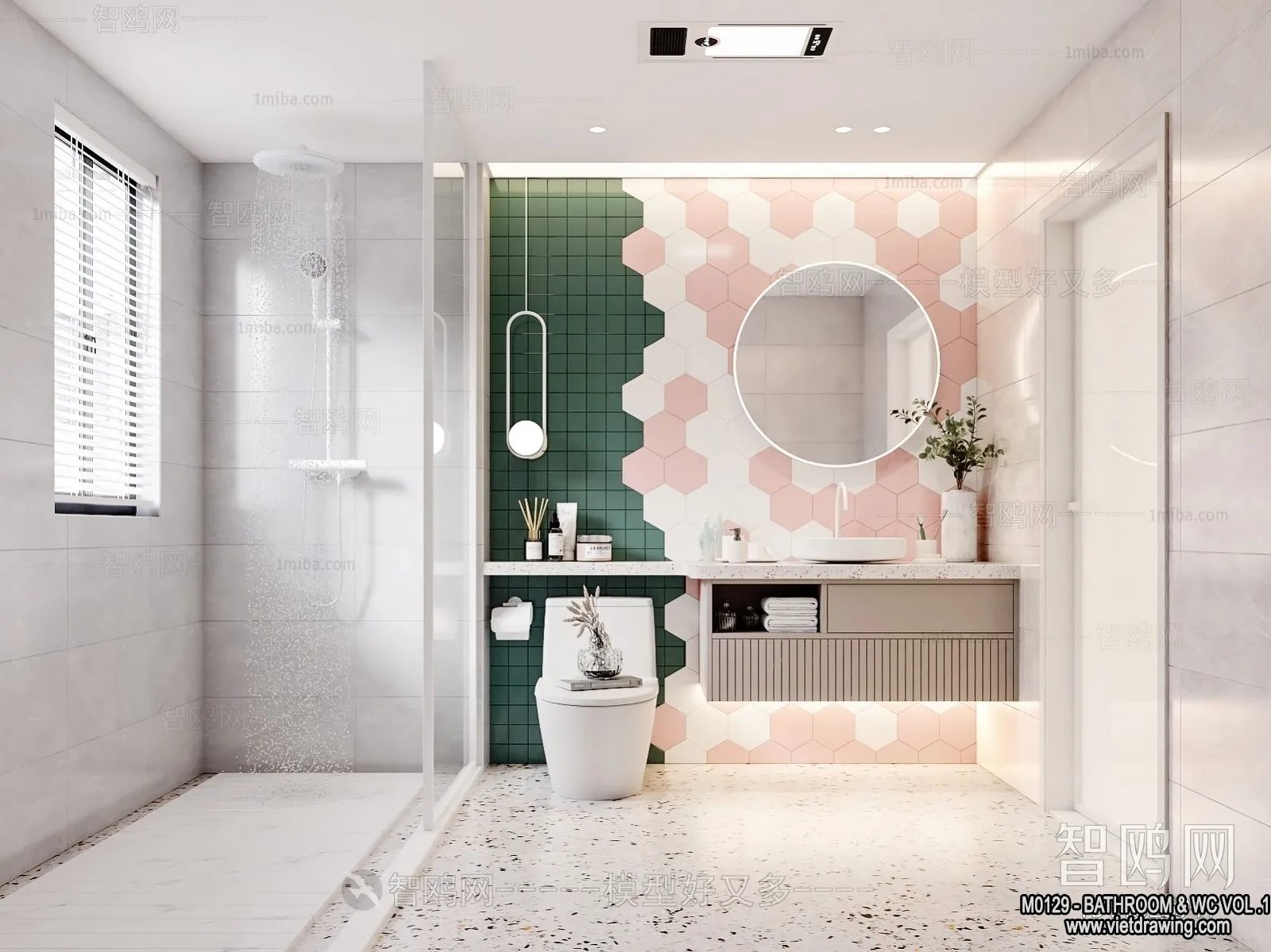 Bathroom – Toilet – WC – RestRoom – 3D Interior Scene – 045