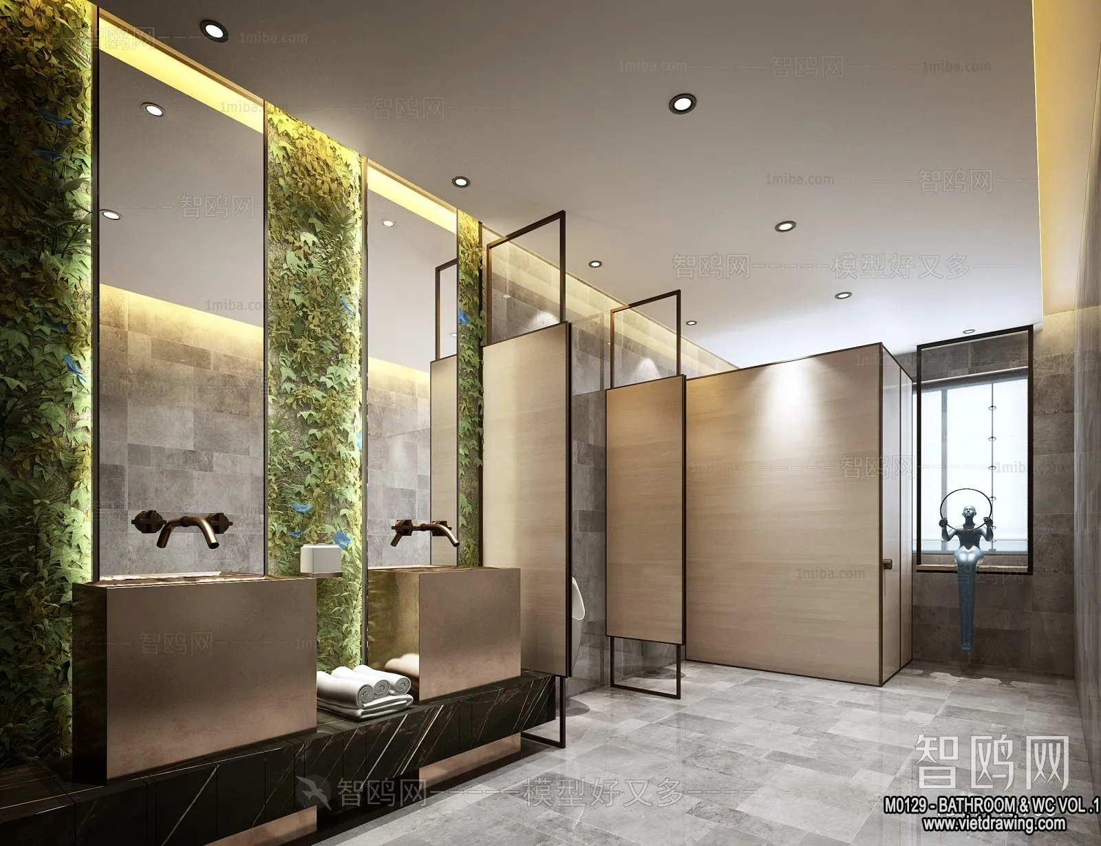 Bathroom – Toilet – WC – RestRoom – 3D Interior Scene – 046