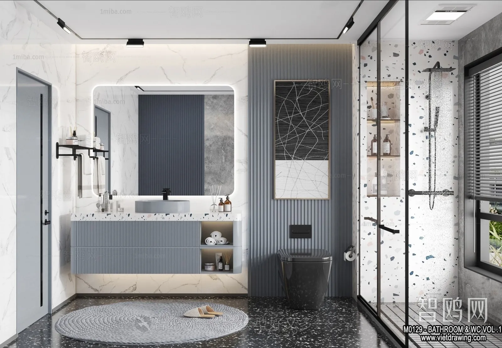 Bathroom – Toilet – WC – RestRoom – 3D Interior Scene – 047