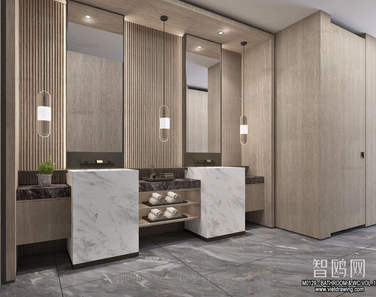 Bathroom – Toilet – WC – RestRoom – 3D Interior Scene – 056