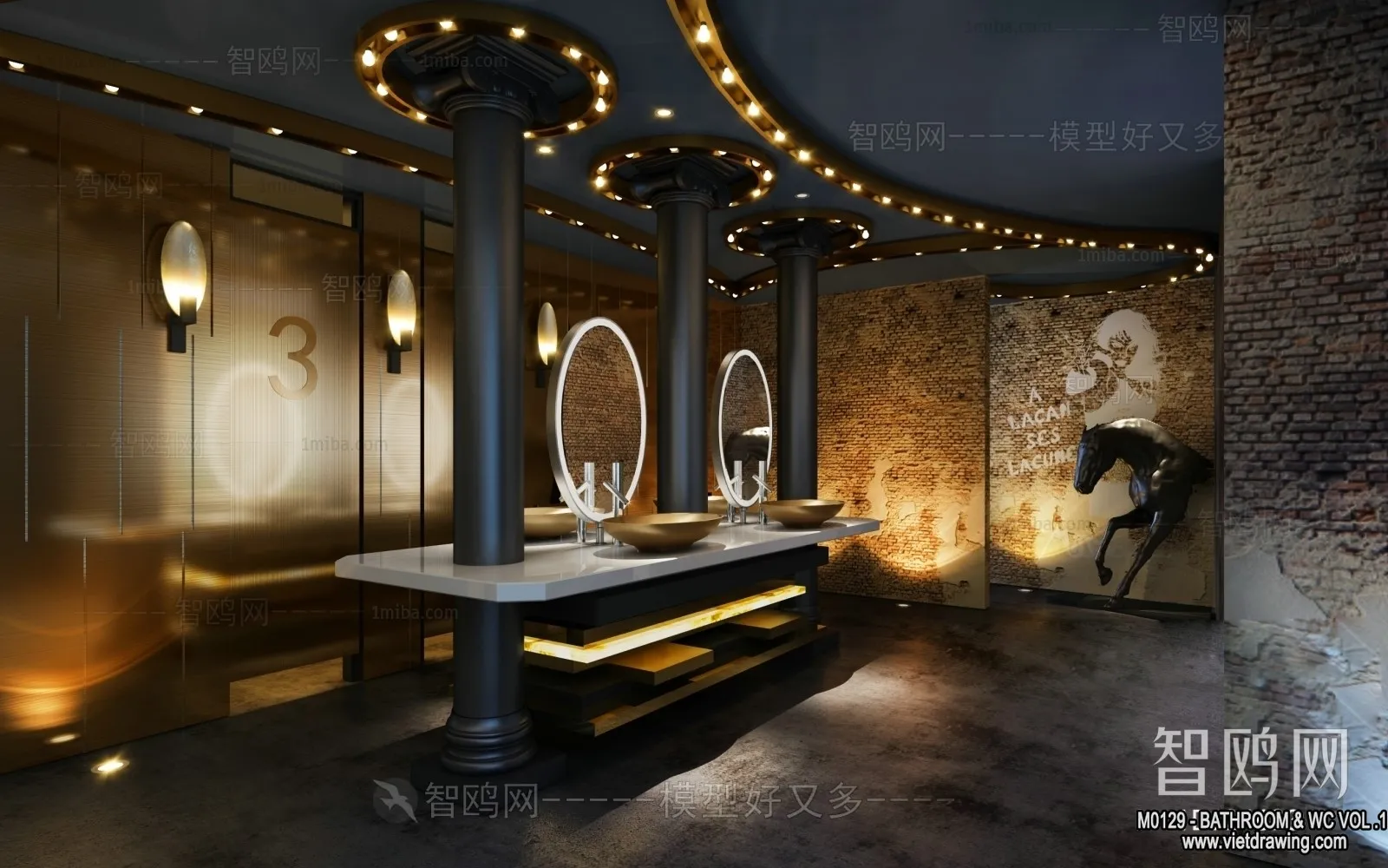 Bathroom – Toilet – WC – RestRoom – 3D Interior Scene – 061