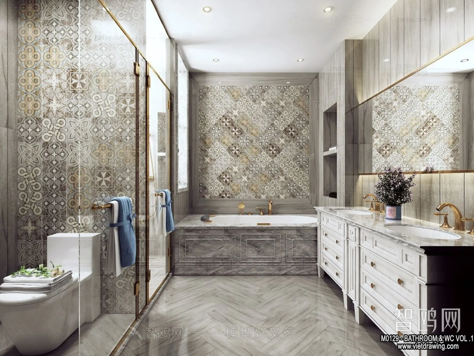 Bathroom – Toilet – WC – RestRoom – 3D Interior Scene – 065