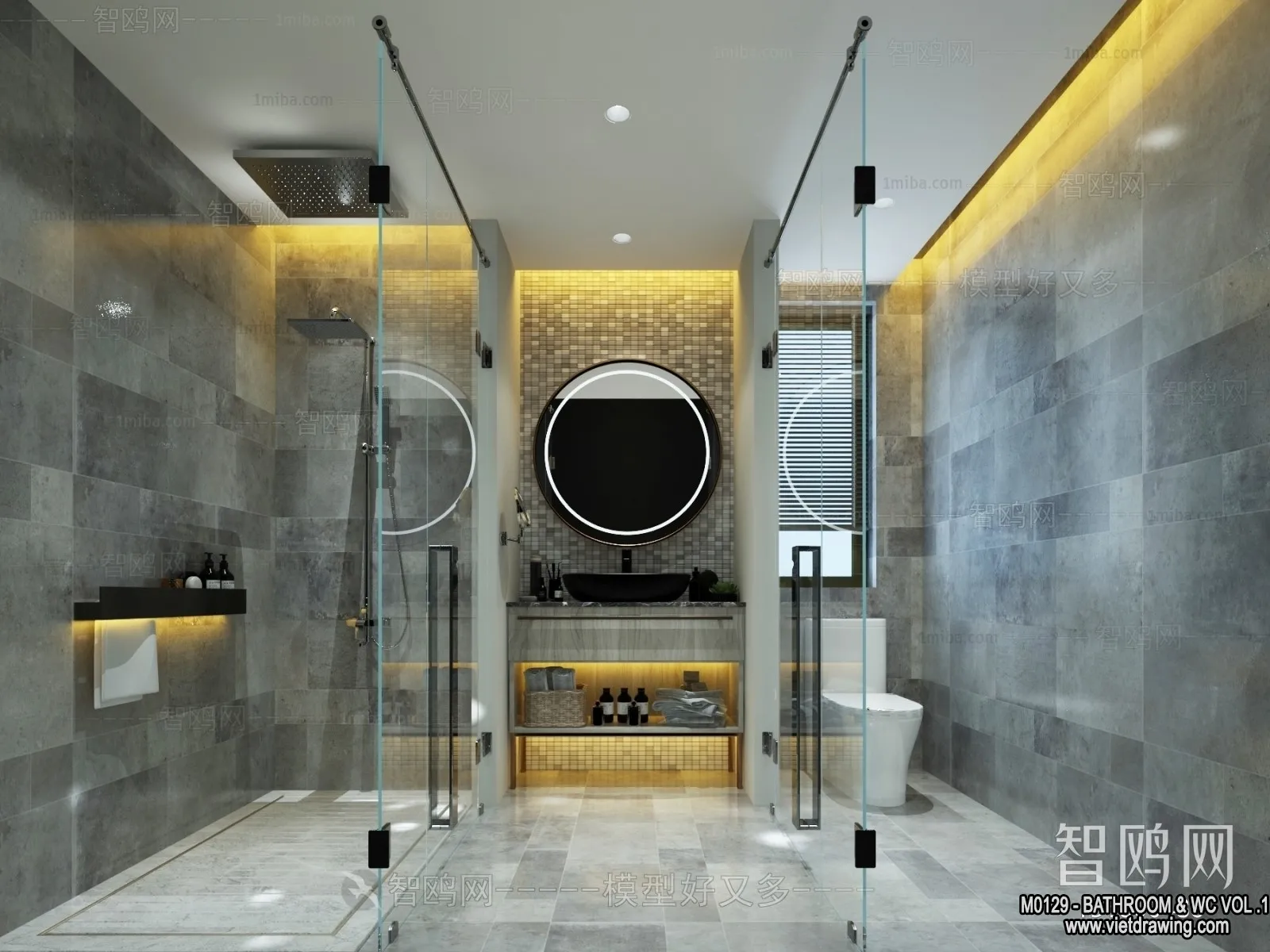 Bathroom – Toilet – WC – RestRoom – 3D Interior Scene – 068