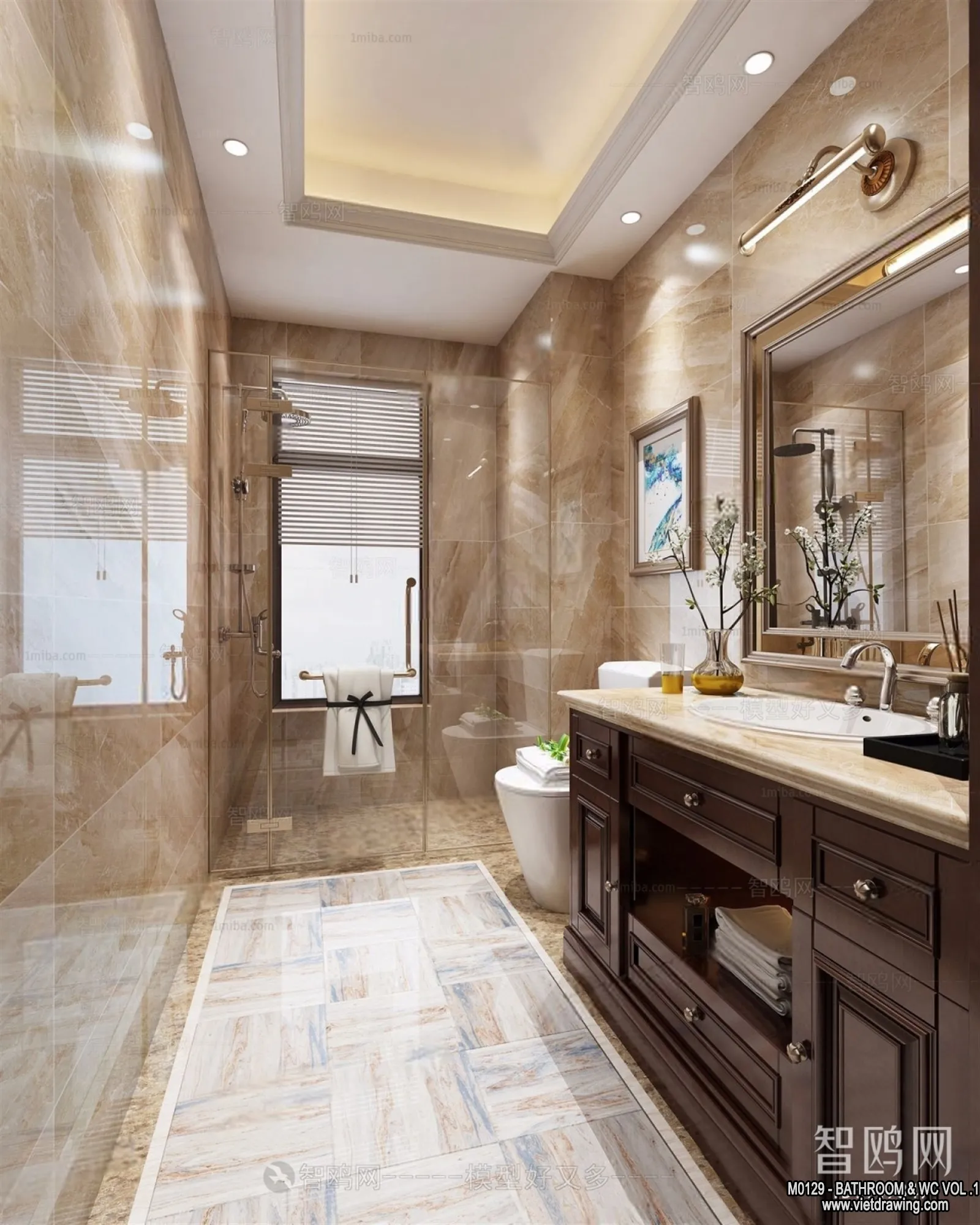 Bathroom – Toilet – WC – RestRoom – 3D Interior Scene – 073