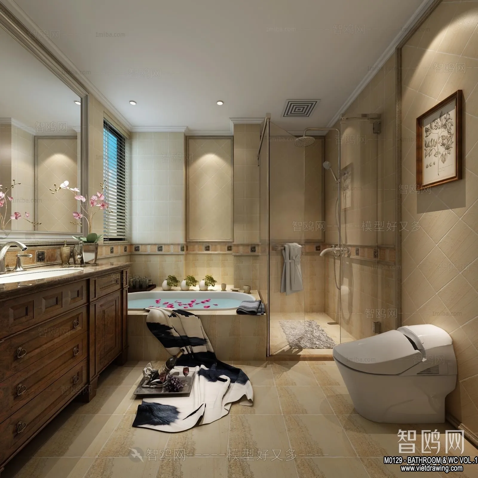 Bathroom – Toilet – WC – RestRoom – 3D Interior Scene – 075