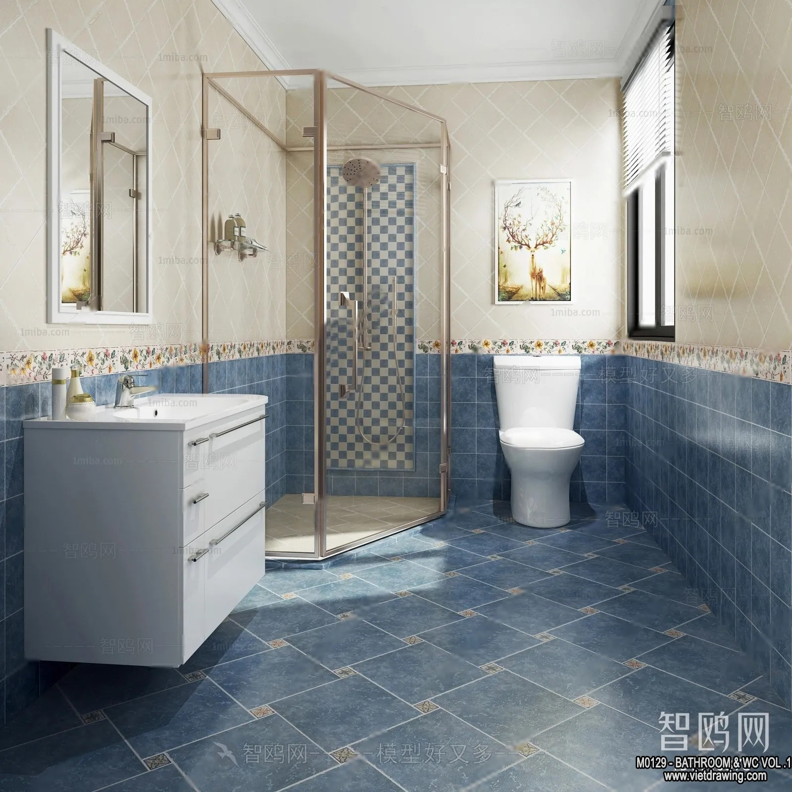 Bathroom – Toilet – WC – RestRoom – 3D Interior Scene – 076