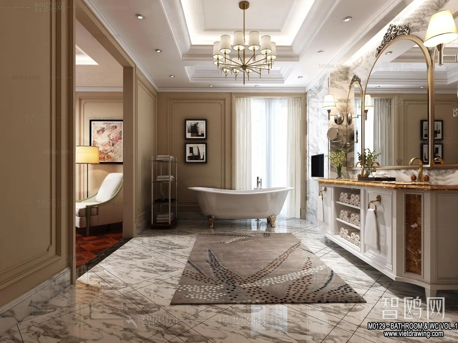 Bathroom – Toilet – WC – RestRoom – 3D Interior Scene – 078