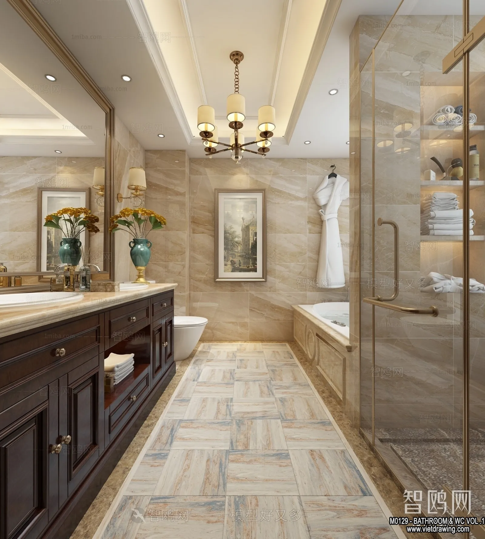 Bathroom – Toilet – WC – RestRoom – 3D Interior Scene – 082