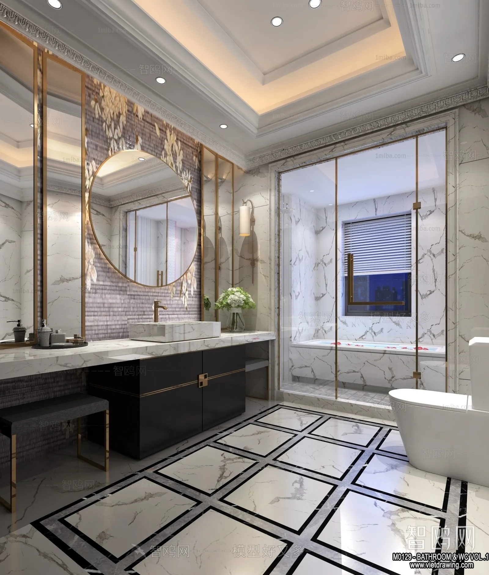 Bathroom – Toilet – WC – RestRoom – 3D Interior Scene – 084