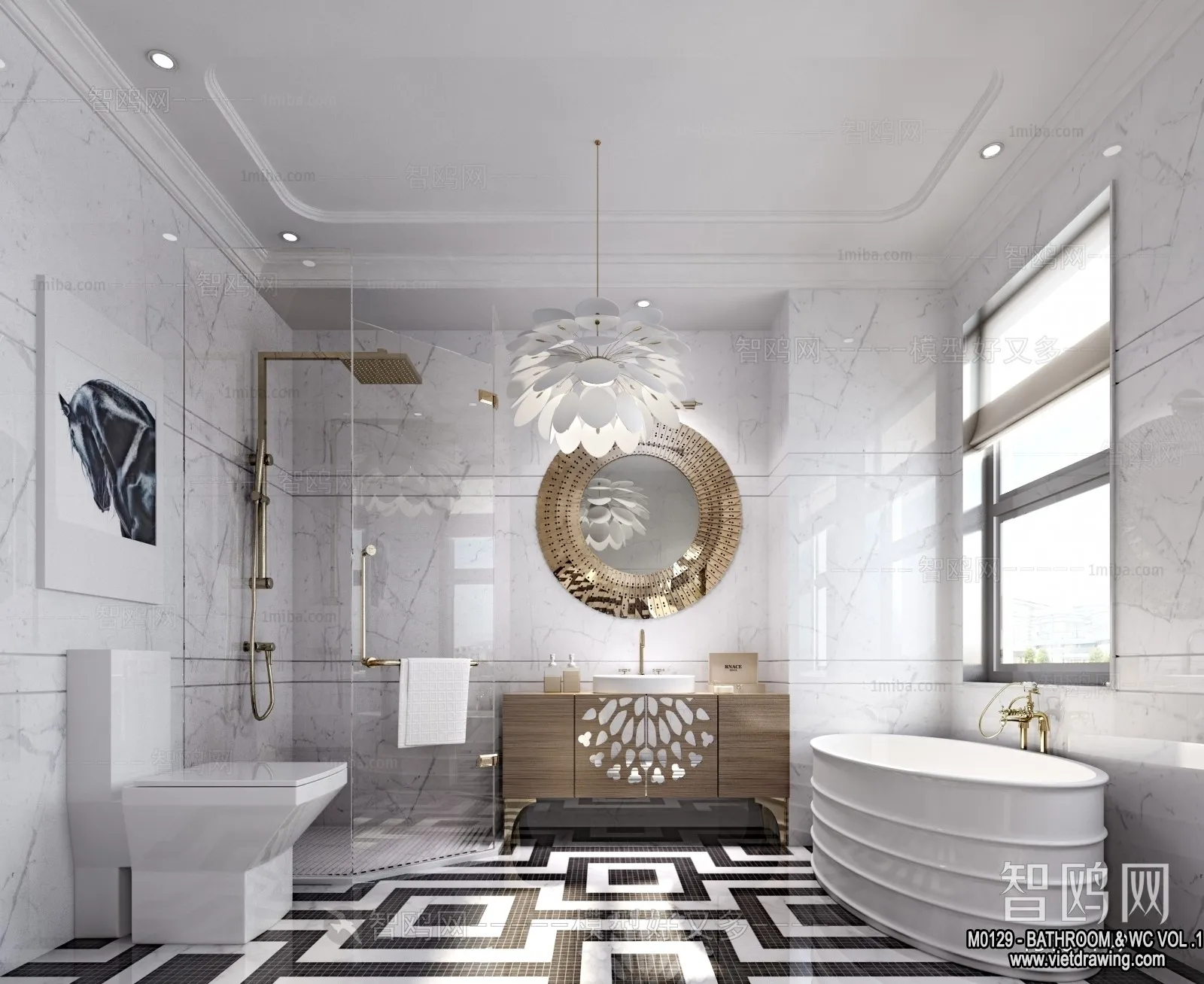 Bathroom – Toilet – WC – RestRoom – 3D Interior Scene – 088