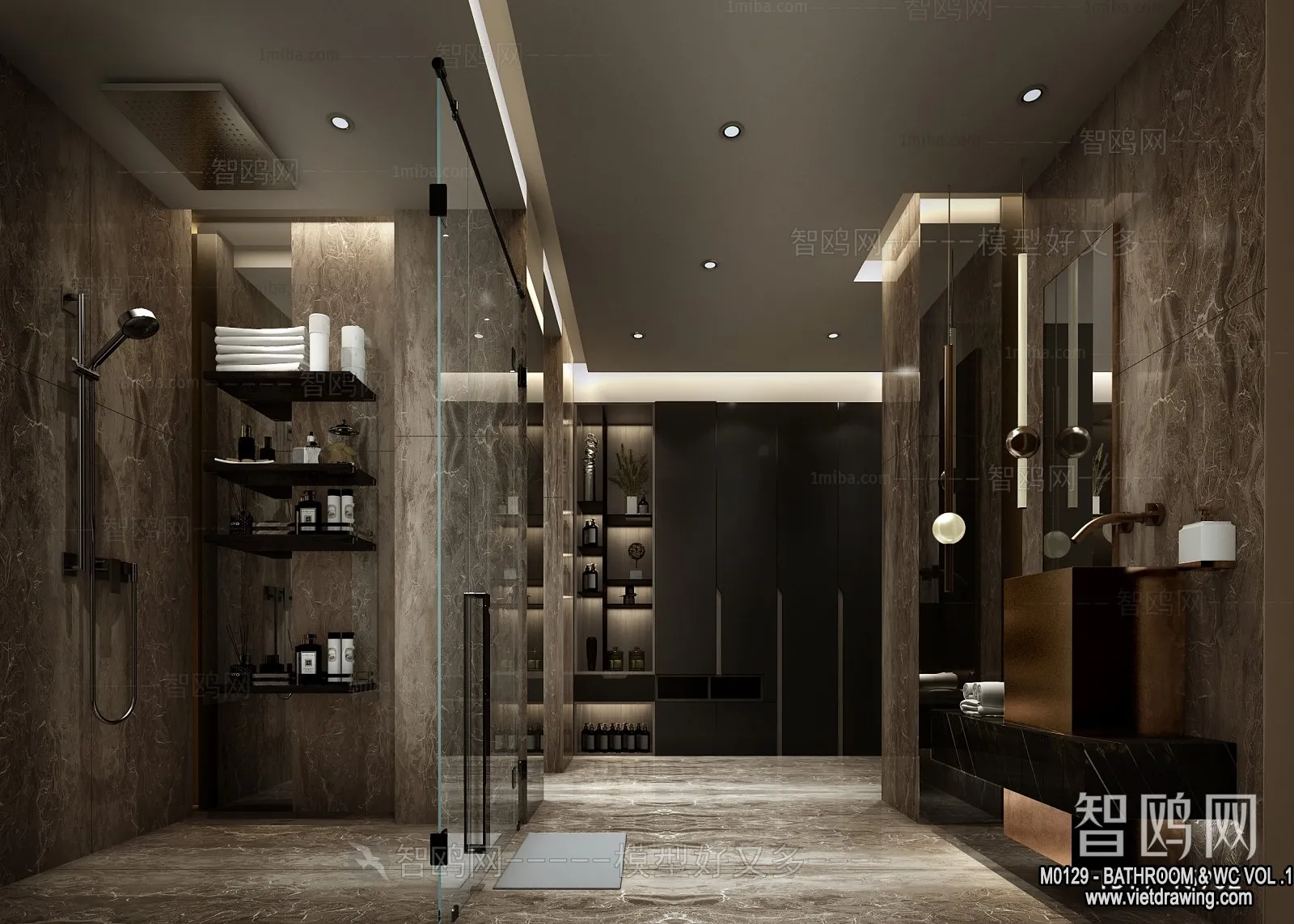 Bathroom – Toilet – WC – RestRoom – 3D Interior Scene – 090