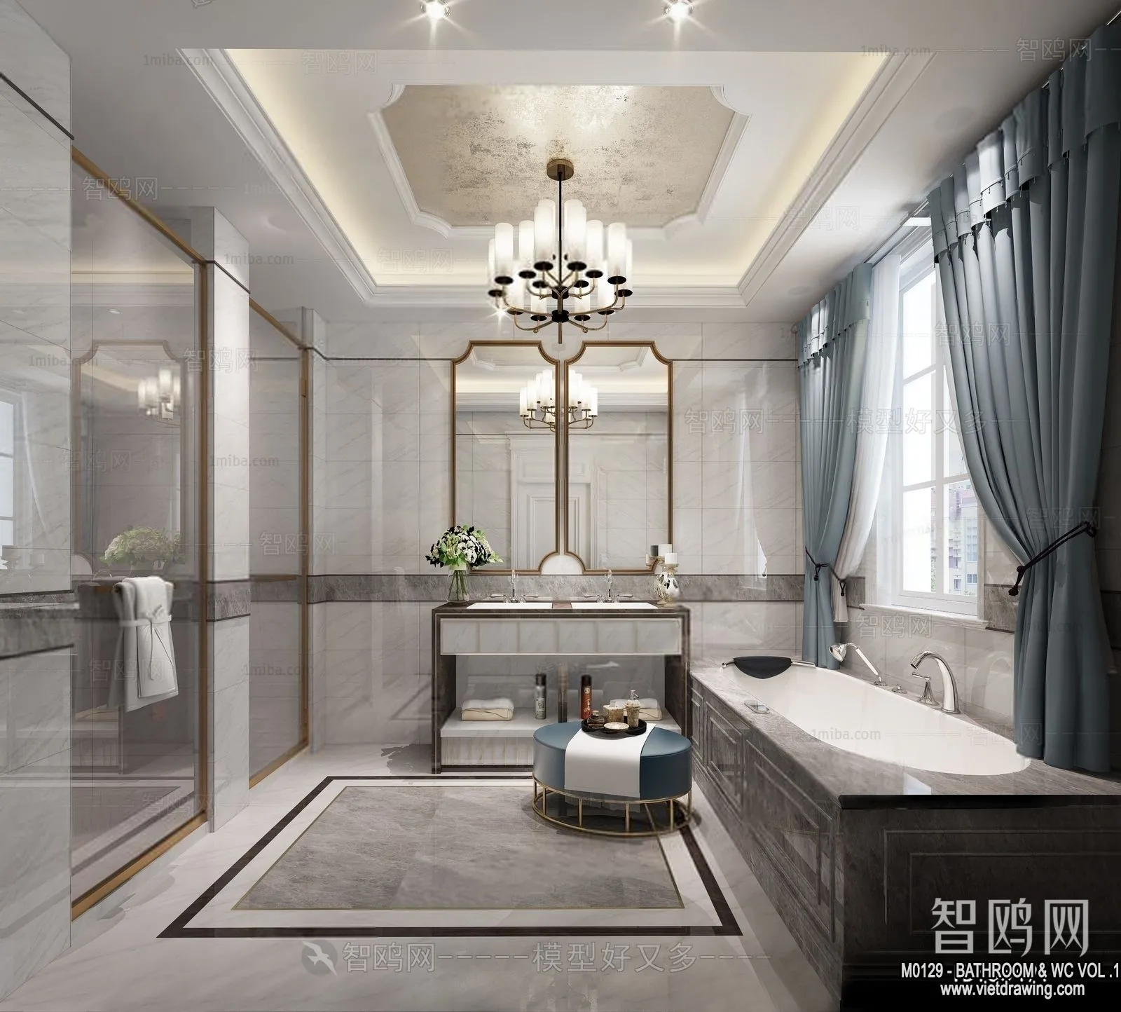 Bathroom – Toilet – WC – RestRoom – 3D Interior Scene – 091