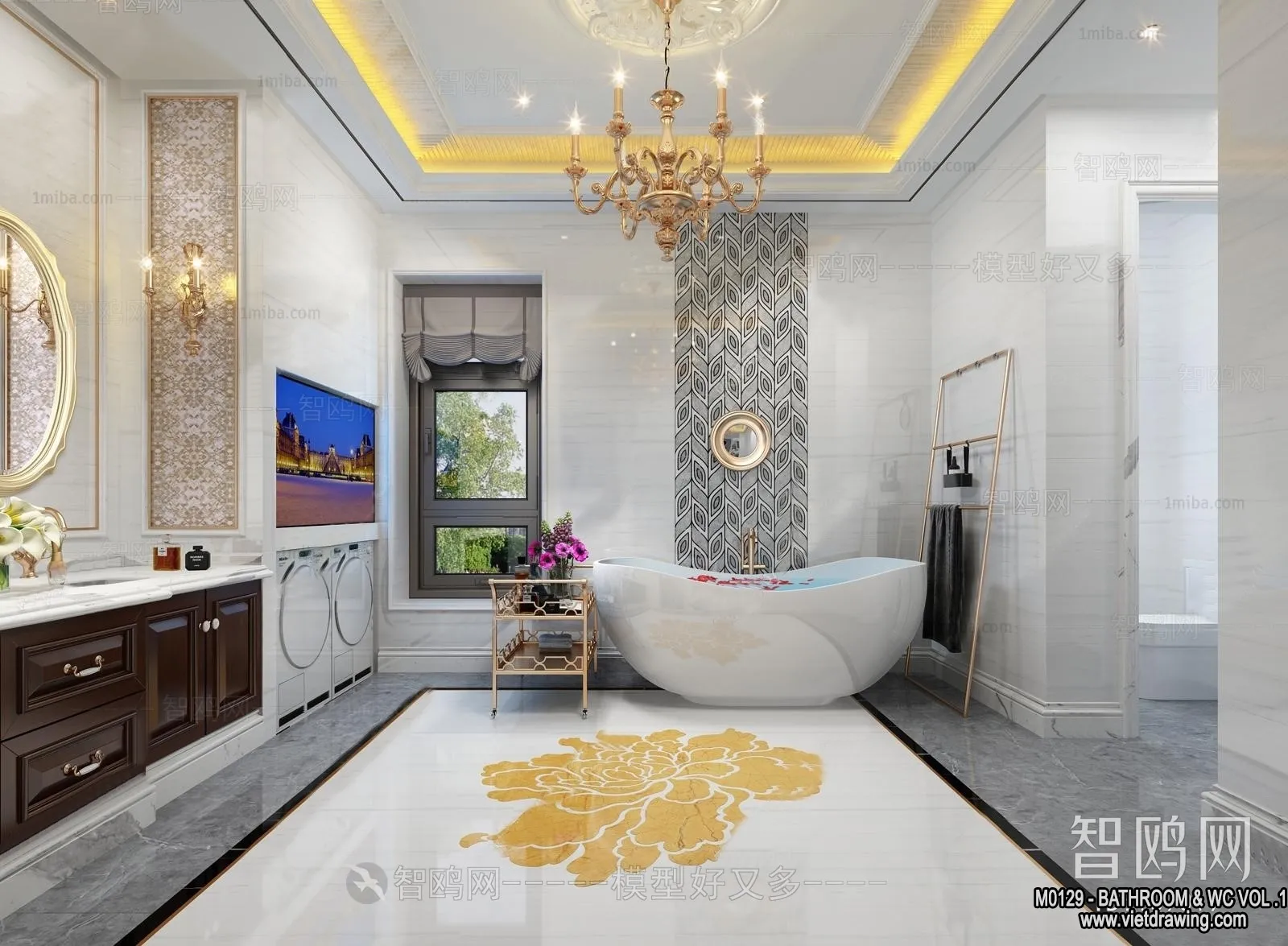 Bathroom – Toilet – WC – RestRoom – 3D Interior Scene – 095